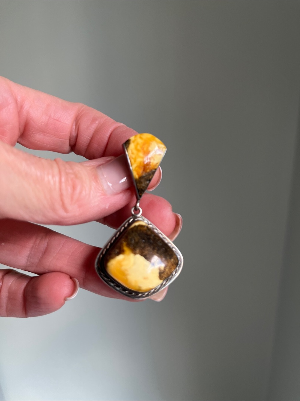 Baltic Amber Pendant Necklace in Sterling Silver